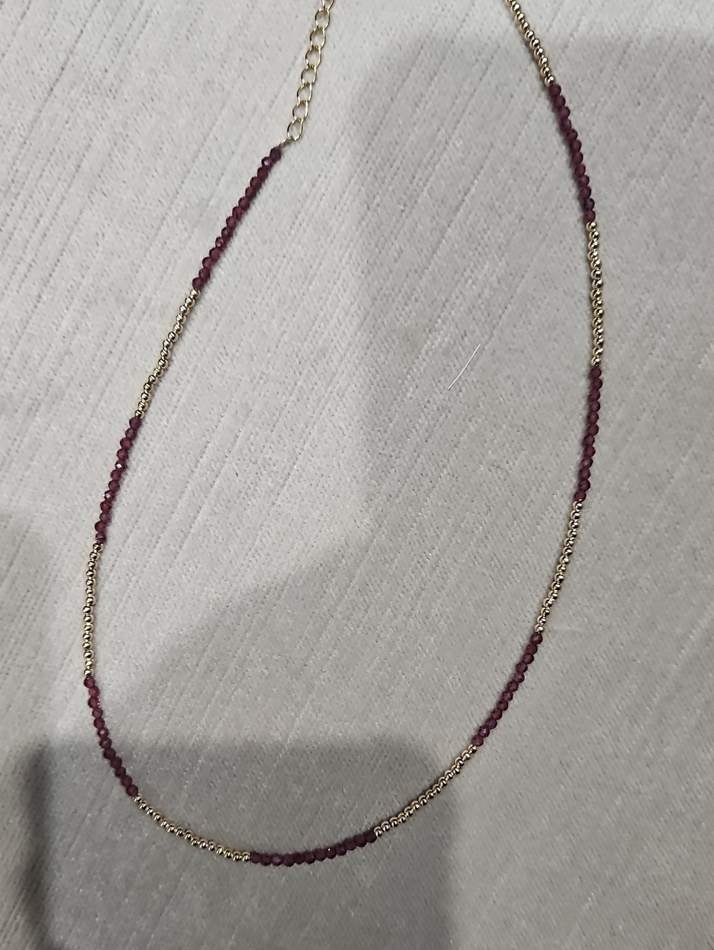 Gold Chain Necklace with Deep Pink Beads